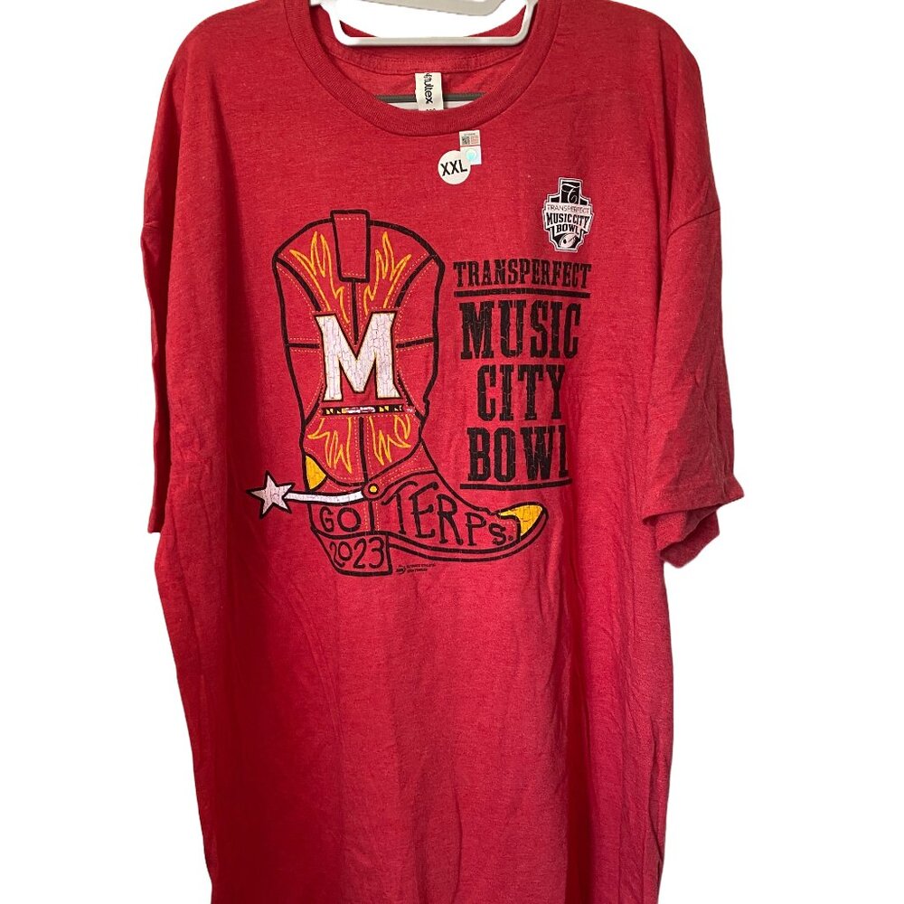 NWT University of Maryland College Park Transperfect Music City Bowl Tultex Tee
